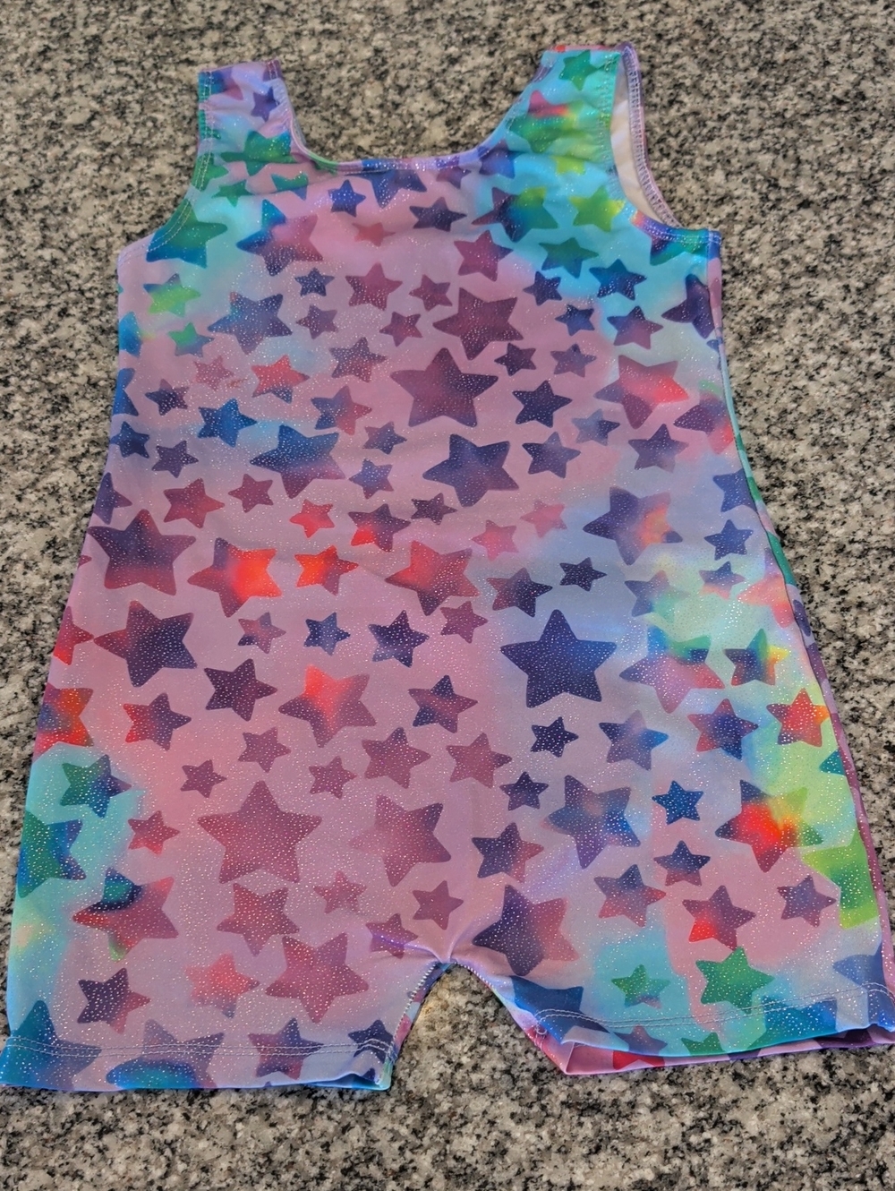 Girls' Rainbow Star Tank Romper - Pink Multi Unitard